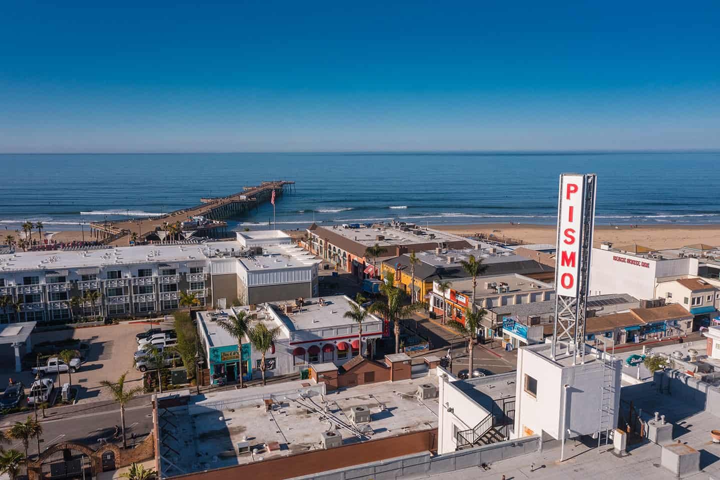 Pismo Beach coastline and downtown
